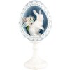 Clayre & Eef 6PR5146 Decorazione Uovo Blu Bianco 11x9x21 cm Stile Retro Vintage