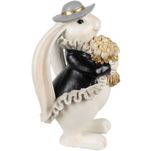Clayre & Eef 6PR5150 Decorazione Coniglio Bianco Nero Oro 14x13x22 cm