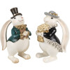 Clayre & Eef 6PR5150 Decorazione Coniglio Bianco Nero Oro 14x13x22 cm