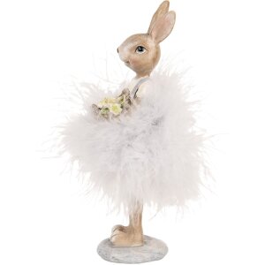Clayre & Eef 6PR5250 Decorazione Coniglio Beige Grigio 6x6x17 cm Stile Country