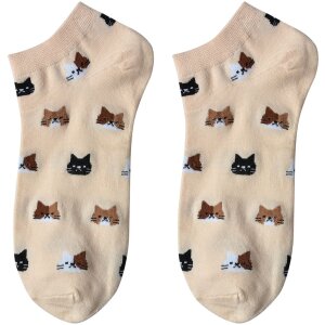 Juleeze calze da donna motivo gatto beige marrone taglia...