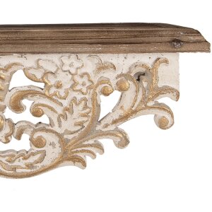 Clayre & Eef 5H0713 Set di 2 mensole da parete in stile antico bianco 70x18x22cm 60x14x19cm