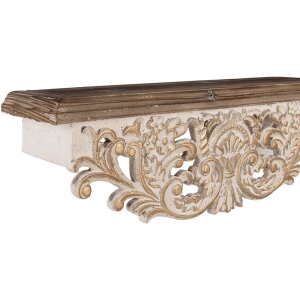 Clayre & Eef 5H0713 Set di 2 mensole da parete in stile antico bianco 70x18x22cm 60x14x19cm