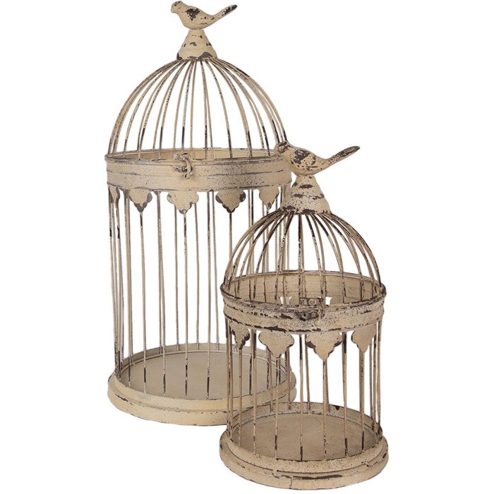 Clayre & Eef 5Y1283 Set gabbie decorative antiche marrone Ø32x60 Ø23x40 cm