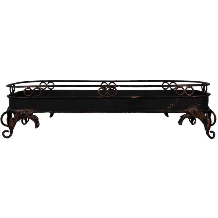 Clayre & Eef 5Y1284 Vassoio in ferro nero 55x20x14 cm Decorazione in stile antico