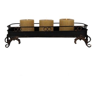 Clayre & Eef 5Y1284 Vassoio in ferro nero 55x20x14 cm Decorazione in stile antico