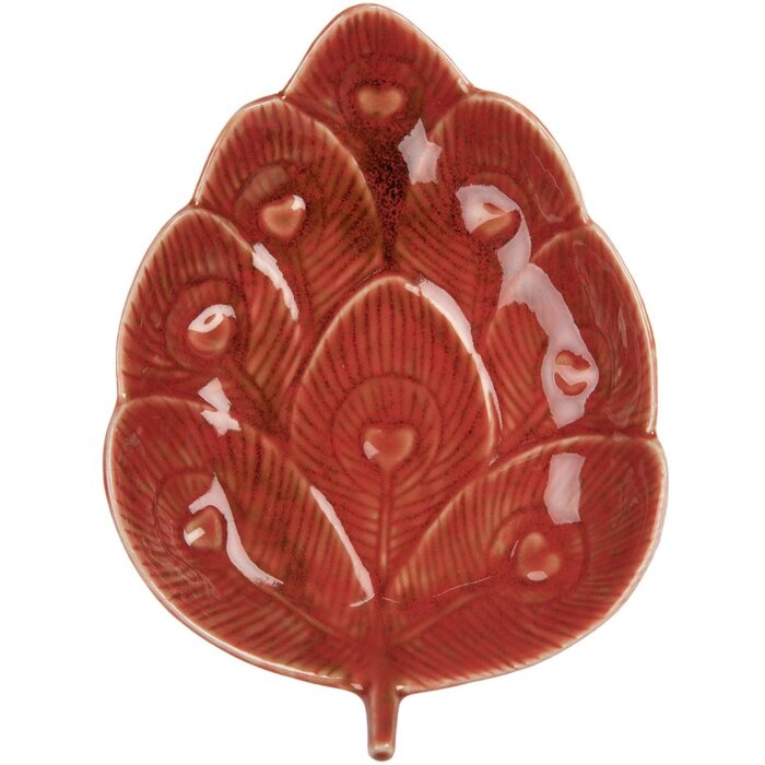 Clayre & Eef 6CE2160 Ciotola Carciofo in ceramica rossa 16x12x3 cm