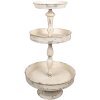 Clayre & Eef Alzata Ferro Antico Beige Ø42x75cm 3 Livelli Vintage
