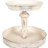Clayre & Eef Alzata Ferro Antico Beige Ø42x75cm 3 Livelli Vintage