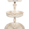 Clayre & Eef Alzata Ferro Antico Beige Ø42x75cm 3 Livelli Vintage
