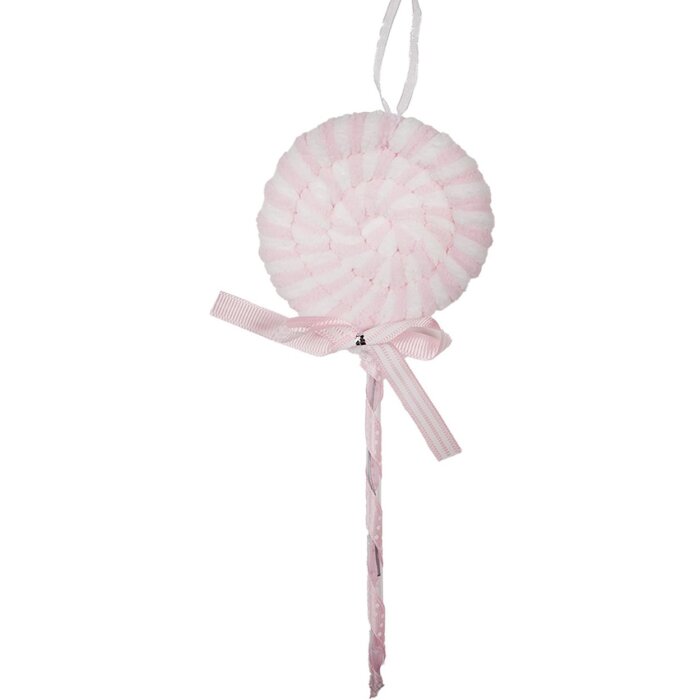 Clayre & Eef Decorazione Appendino Lollipop Rosa Bianca 9x2x25 cm Stile Country Plastica