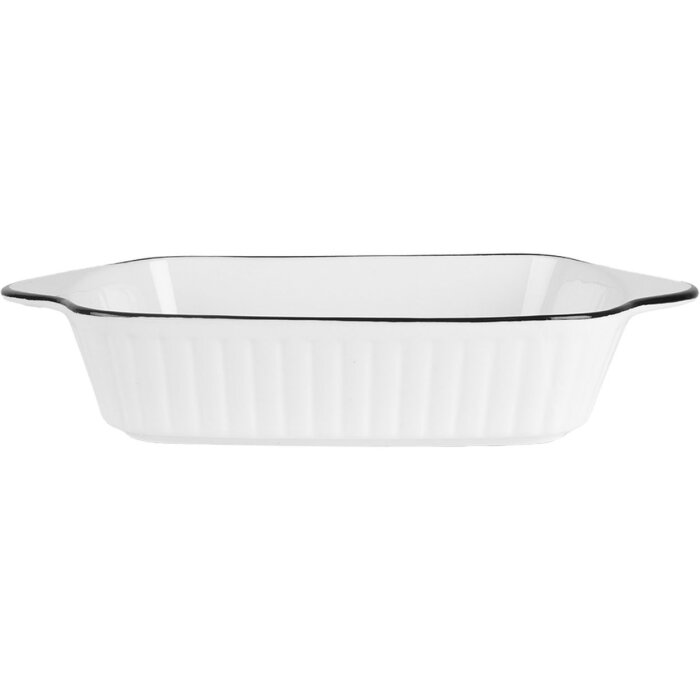 Clayre & Eef 6CE2165 Ciotola Bianco Nero 26x15x5 cm 550 ml Ceramica Rettangolare
