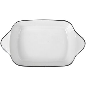 Clayre & Eef 6CE2165 Ciotola Bianco Nero 26x15x5 cm 550 ml Ceramica Rettangolare
