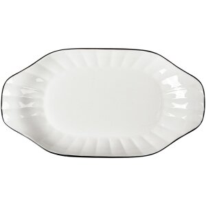 Clayre & Eef 6CE2166 Ciotola in ceramica bianca nera 29x16x3 cm Stile moderno