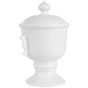 Clayre & Eef 6CE2170 Vaso di stoccaggio con coperchio in ceramica bianca Ø 12x17 cm 125 ml