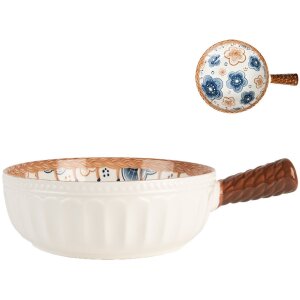 Clayre & Eef 6CE2171 Ciotola Retro Vintage in ceramica bianca marrone 22x16x6 cm 500 ml
