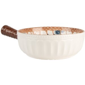 Clayre & Eef 6CE2171 Ciotola Retro Vintage in ceramica bianca marrone 22x16x6 cm 500 ml