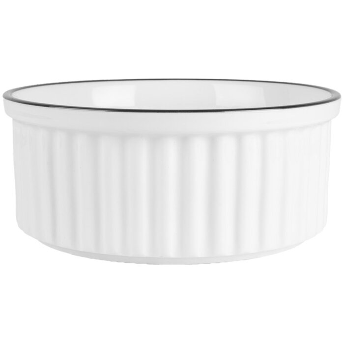 Clayre & Eef 6CEBO0211 Ciotola in ceramica bianca nera Ø 16x7 cm 650 ml Rotonda Moderna
