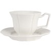 Tazza da caffè con piattino di servizio Clayre & Eef in ceramica, colore bianco, capacità di 175 ml, dimensioni: 12 x 9 x 6 cm.