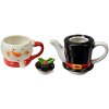 Clayre & Eef Tea for One Teiera a forma di pupazzo di neve in ceramica bianca rossa