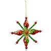 Clayre & Eef 6GL4705 Targhetta natalizia in vetro Ø 16x3 cm verde rosso stile country