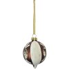 Clayre & Eef Guaina per albero di Natale marrone bianco Ø 5 cm altezza 7 cm vetro stile country