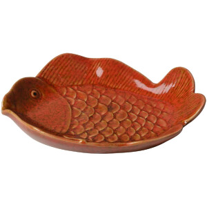 Clayre & Eef 6CE2162 Ciotola Pesce in ceramica arancione 16x11x3 cm