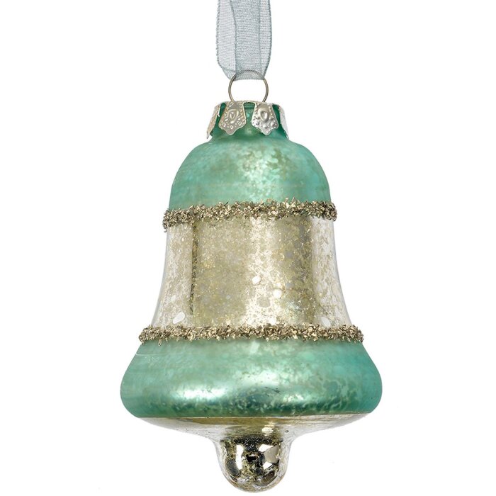 Clayre & Eef 6GL4710BL Ciondolo natalizio in vetro blu Ø 5x9 cm Stile country