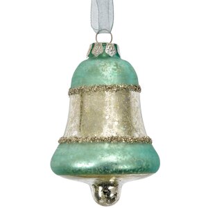 Clayre & Eef 6GL4710BL Ciondolo natalizio in vetro blu Ø 5x9 cm Stile country