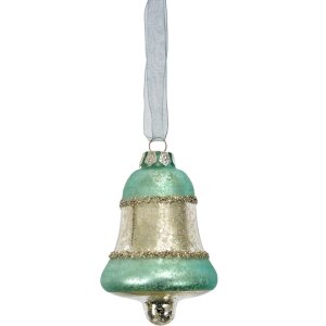 Clayre & Eef 6GL4710BL Ciondolo natalizio in vetro blu Ø 5x9 cm Stile country