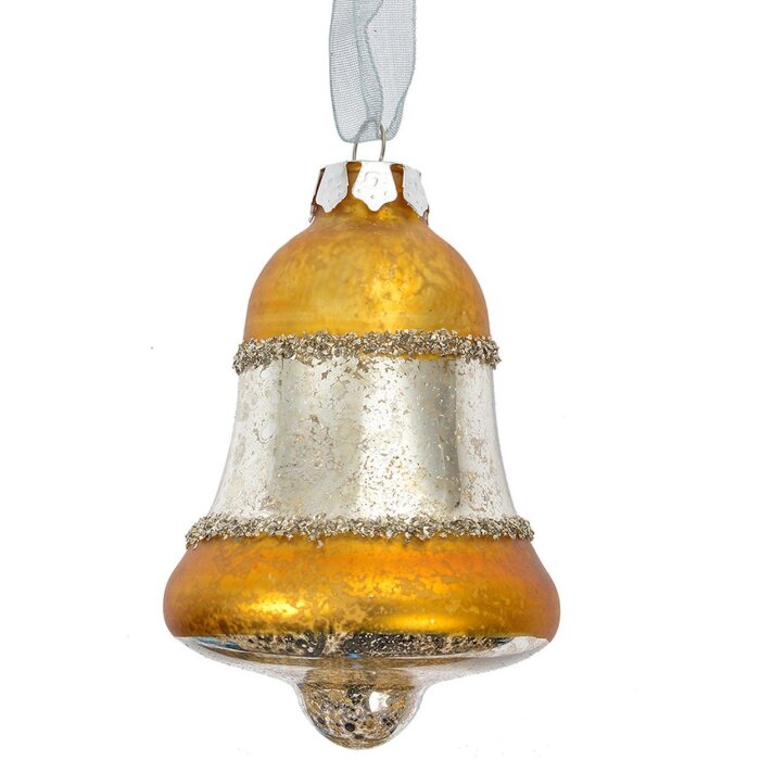 Clayre & Eef 6GL4710Y Ciondolo natalizio oro argento Ø 5x9 cm vetro stile country