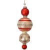 Clayre & Eef 6GL4712 Ciondolo natalizio in vetro Ø 6x17 cm rosso bianco stile country