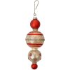 Clayre & Eef 6GL4712 Ciondolo natalizio in vetro Ø 6x17 cm rosso bianco stile country
