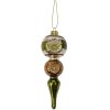 Clayre & Eef 6GL4715 Ciondolo natalizio in vetro verde argento Ø 6x17 cm stile country