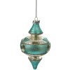 Clayre & Eef 6GL4716 Ciondolo natalizio Blu Argento Ø 8x13 cm Vetro Stile Country