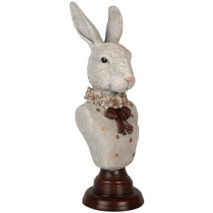 Clayre & Eef 6PR5362 Decorazione Busto Coniglio Grigio 13x12x39 cm