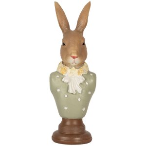 Clayre & Eef 6PR5364 Decorazione Busto Coniglio Marrone Verde 6x5x18 cm Poliresina