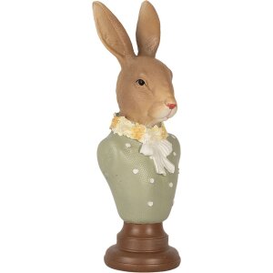 Clayre & Eef 6PR5364 Decorazione Busto Coniglio Marrone Verde 6x5x18 cm Poliresina