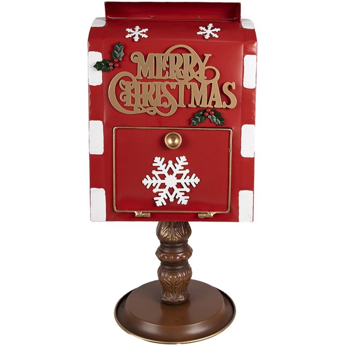 Clayre & Eef 6Y5633 Cassetta delle lettere rosso marrone 27x22x51 cm Stile country natalizio