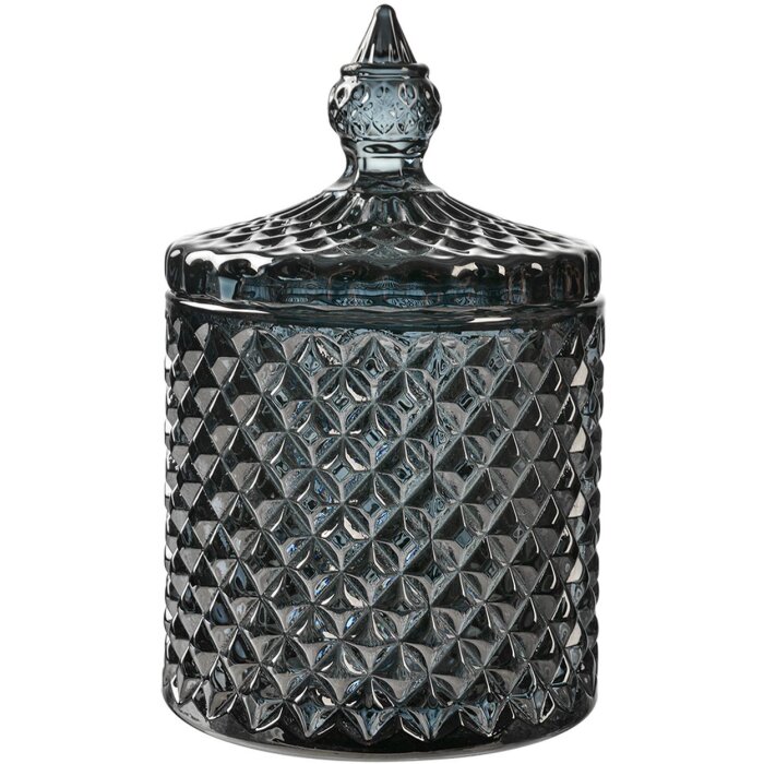 Clayre & Eef 6GL4722 Barattolo con coperchio in vetro grigio Ø 9x14 cm Classico