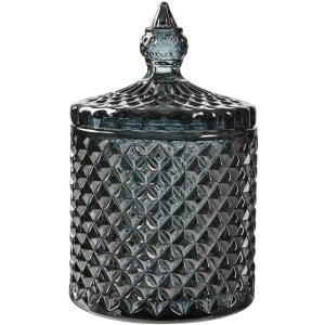 Clayre & Eef 6GL4722 Barattolo con coperchio in vetro grigio Ø 9x14 cm Classico