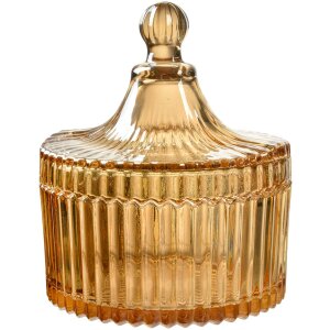 Vetro per il ripieno Clayre & Eef 6GL4724, giallo, diametro 10x12 cm con coperchio
