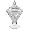 Clayre & Eef Bagnarola in vetro trasparente D12xH19 cm con coperchio e motivi a rilievo