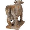 Pianeta Verde Clayre & Eef 6MG0110 Vassoio per Fiori Forma Mucca Grigio-Beige 36x15x28 cm Look Antico