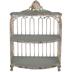 Clayre & Eef 6Y5719 Scaffale da parete in ferro verde-beige 38x23x55 cm stile vintage