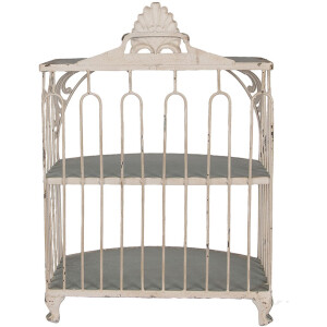Clayre & Eef 6Y5719 Scaffale da parete in ferro verde-beige 38x23x55 cm stile vintage