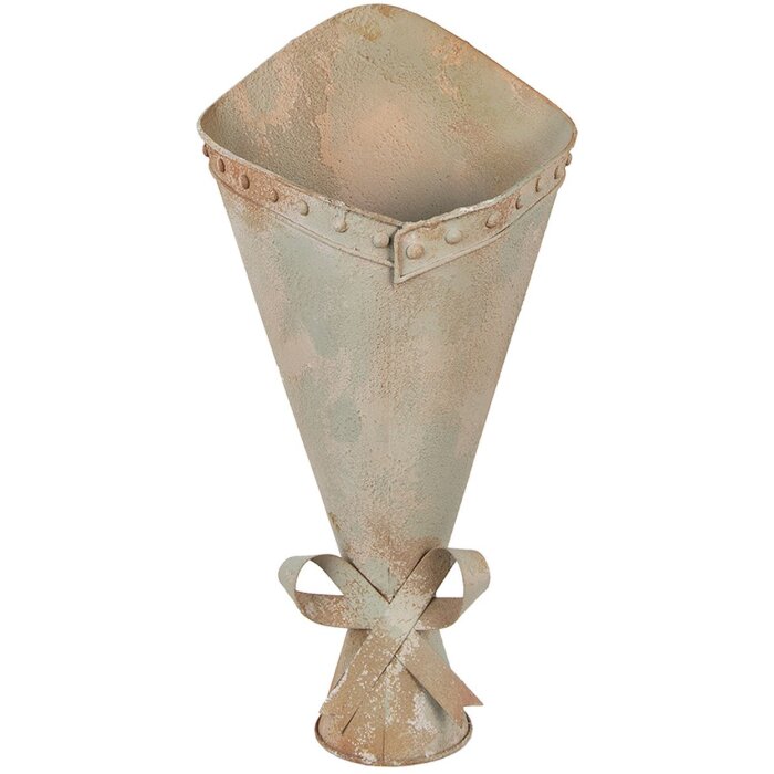 Vaso da fiori in ferro battuto verde effetto vintage 50 cm