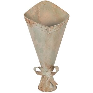 Vaso da fiori in ferro battuto verde effetto vintage 50 cm
