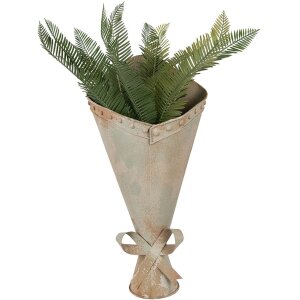 Vaso da fiori in ferro battuto verde effetto vintage 50 cm