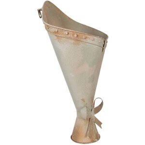 Vaso da fiori in ferro battuto verde effetto vintage 50 cm